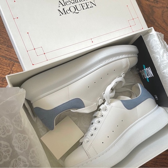 Alexander McQueen Shoes - Alexander McQueen White and Blue Women's Sneakers